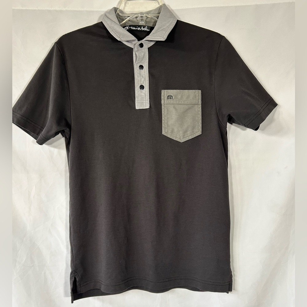 TRAVIS MATHEW CONTRASTING TRIM BLACK GRAY FRONT POCKET POLO GOLF SHORT MEN SMALL